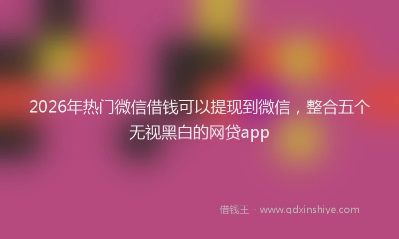 2026年热门微信借钱可以提现到微信，整合五个无视黑白的网贷app