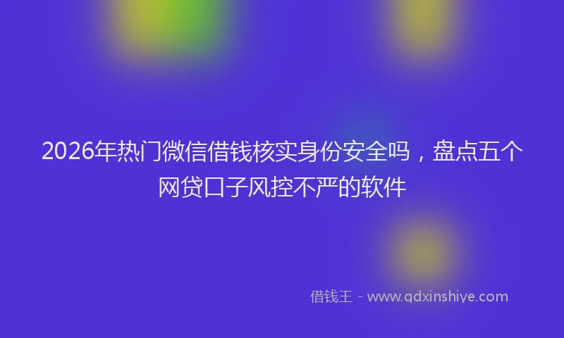2026年热门微信借钱核实身份安全吗，盘点五个网贷口子风控不严的软件