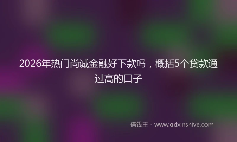 2026年热门尚诚金融好下款吗，概括5个贷款通过高的口子