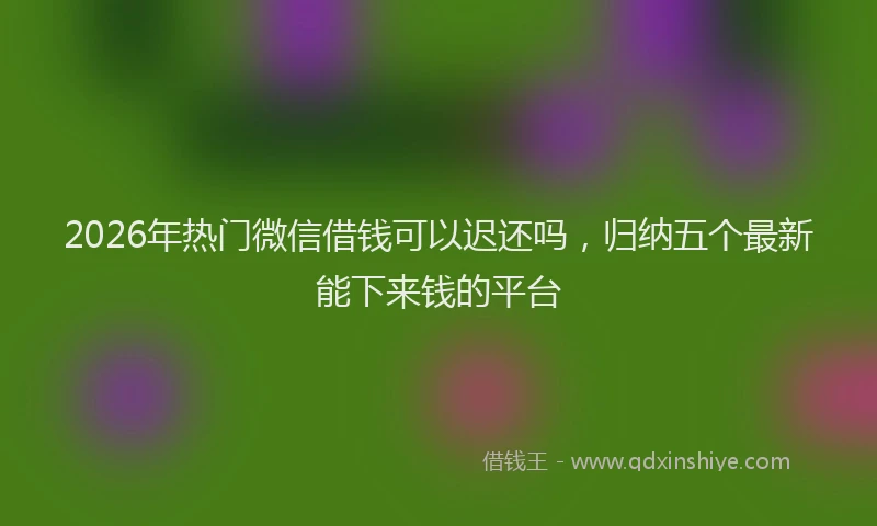 2026年热门微信借钱可以迟还吗,归纳五个最新能下来钱的平台