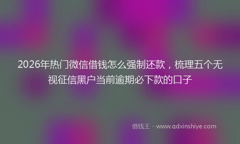 2026年热门微信借钱怎么强制还款,梳理五个无视征信黑户当前逾期必下款的口子