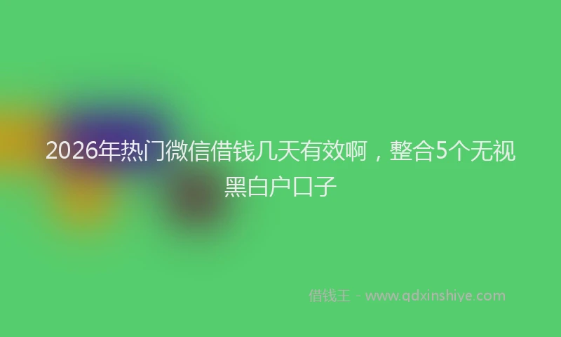 2026年热门微信借钱几天有效啊,整合5个无视黑白户口子