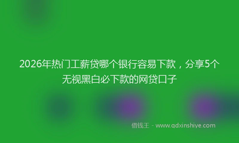 2026年热门工薪贷哪个银行容易下款，分享5个无视黑白必下款的网贷口子
