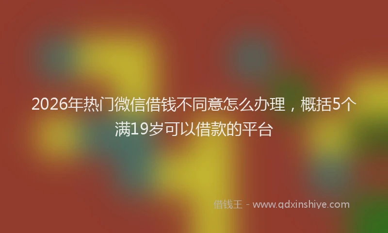 2026年热门微信借钱不同意怎么办理,概括5个满19岁可以借款的平台