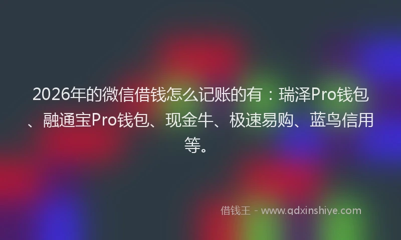 2026年的微信借钱怎么记账的有：瑞泽Pro钱包、融通宝Pro钱包、现金牛、极速易购、蓝鸟信用等。