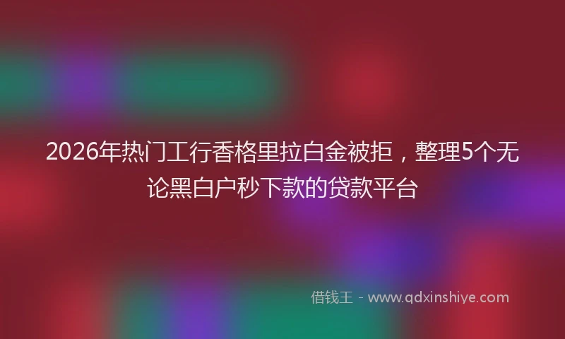 2026年热门工行香格里拉白金被拒,整理5个无论黑白户秒下款的贷款平台