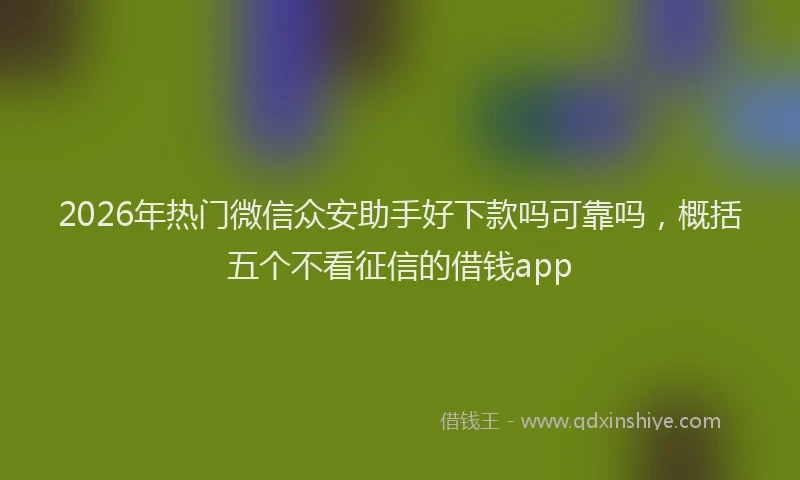 2026年热门微信众安助手好下款吗可靠吗，概括五个不看征信的借钱app