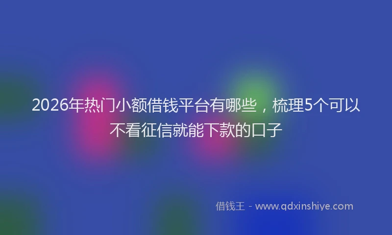 2026年热门小额借钱平台有哪些，梳理5个可以不看征信就能下款的口子