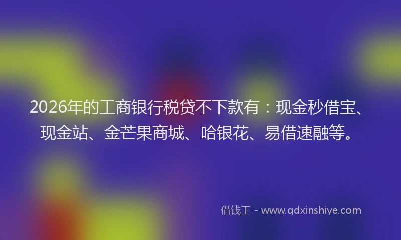 2026年的工商银行税贷不下款有：现金秒借宝、现金站、金芒果商城、哈银花、易借速融等。