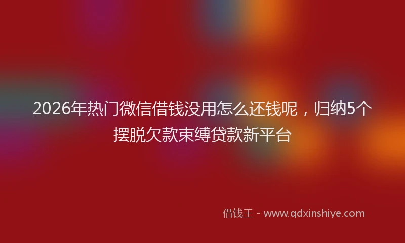 2026年热门微信借钱没用怎么还钱呢，归纳5个摆脱欠款束缚贷款新平台