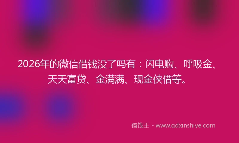 2026年的微信借钱没了吗有：闪电购、呼吸金、天天富贷、金满满、现金侠借等。