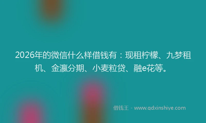 2026年的微信什么样借钱有：现租柠檬、九梦租机、金瀛分期、小麦粒贷、融e花等。