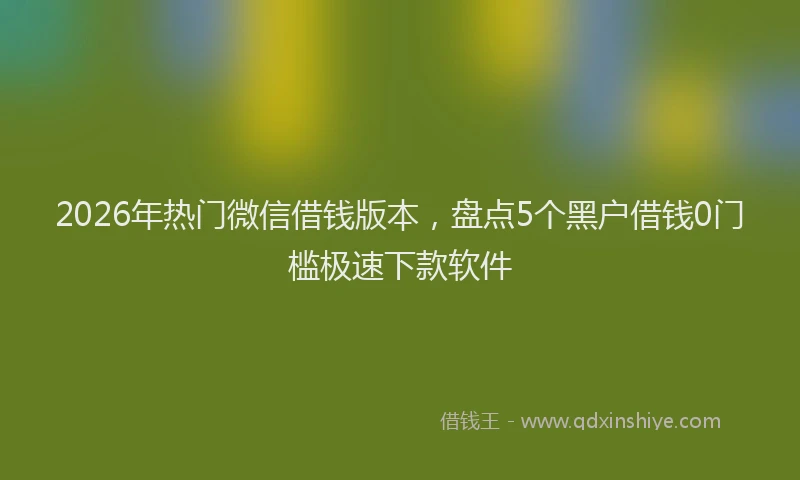 2026年热门微信借钱版本，盘点5个黑户借钱0门槛极速下款软件