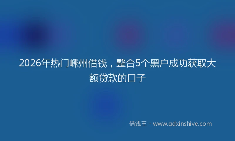2026年热门嵊州借钱，整合5个黑户成功获取大额贷款的口子