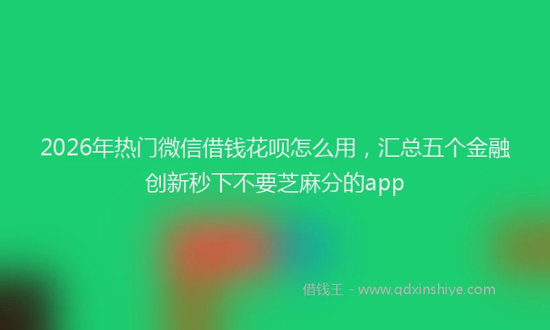 2026年热门微信借钱花呗怎么用，汇总五个金融创新秒下不要芝麻分的app