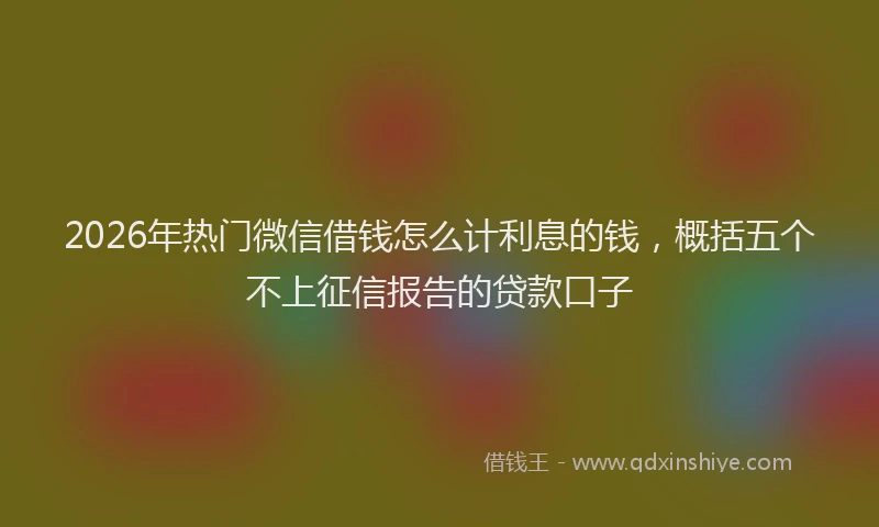 2026年热门微信借钱怎么计利息的钱，概括五个不上征信报告的贷款口子
