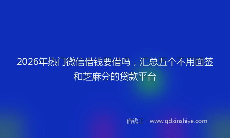 2026年热门微信借钱要借吗,汇总五个不用面签和芝麻分的贷款平台