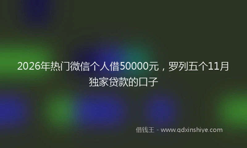 2026年热门微信个人借50000元，罗列五个11月独家贷款的口子