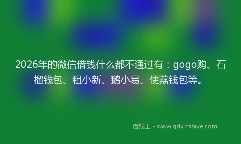2026年的微信借钱什么都不通过有：gogo购、石榴钱包、租小新、鹅小易、便荔钱包等。