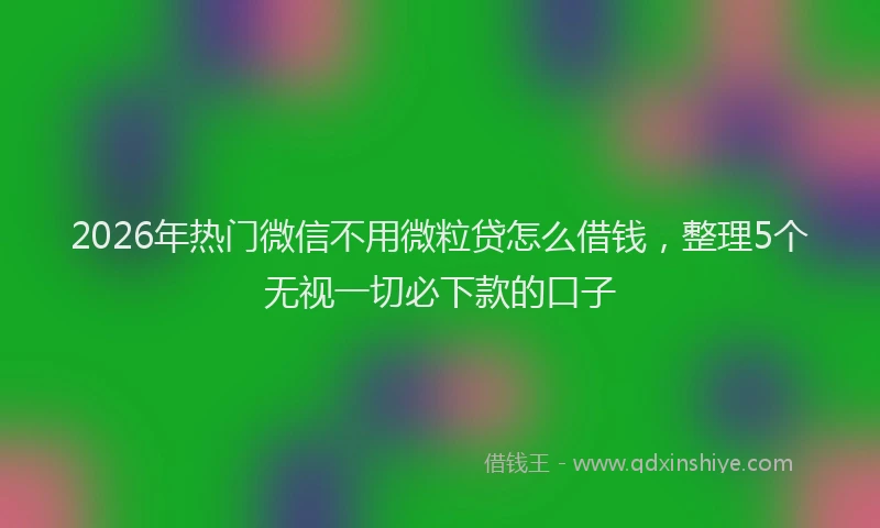 2026年热门微信不用微粒贷怎么借钱，整理5个无视一切必下款的口子
