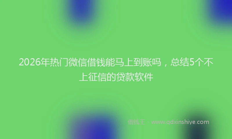 2026年热门微信借钱能马上到账吗，总结5个不上征信的贷款软件