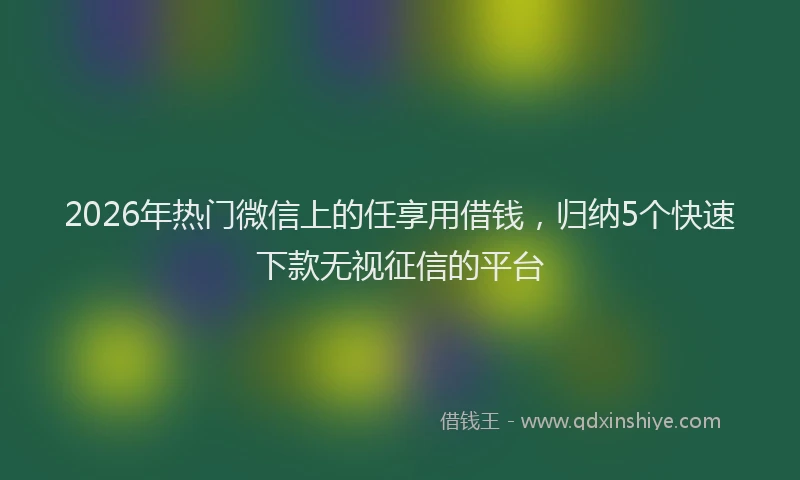 2026年热门微信上的任享用借钱，归纳5个快速下款无视征信的平台
