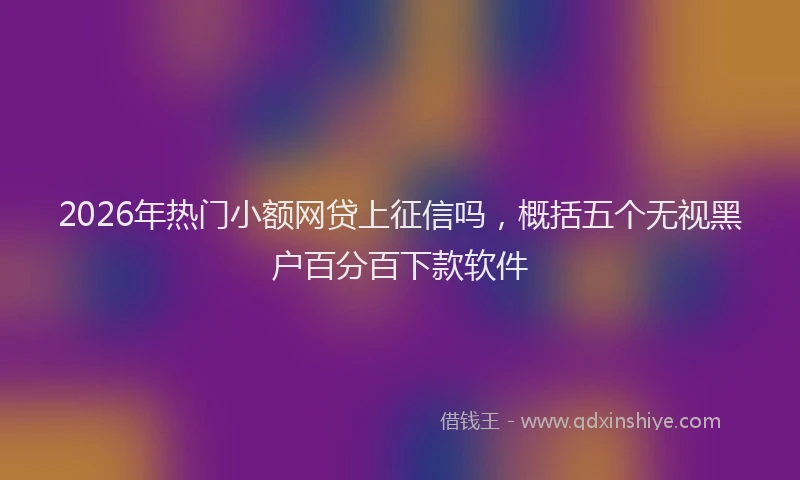 2026年热门小额网贷上征信吗,概括五个无视黑户百分百下款软件