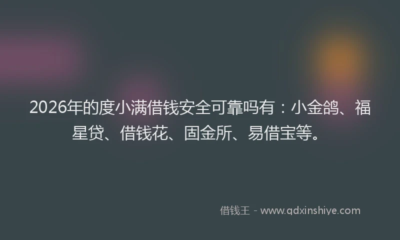 2026年的度小满借钱安全可靠吗有：小金鸽、福星贷、借钱花、固金所、易借宝等。