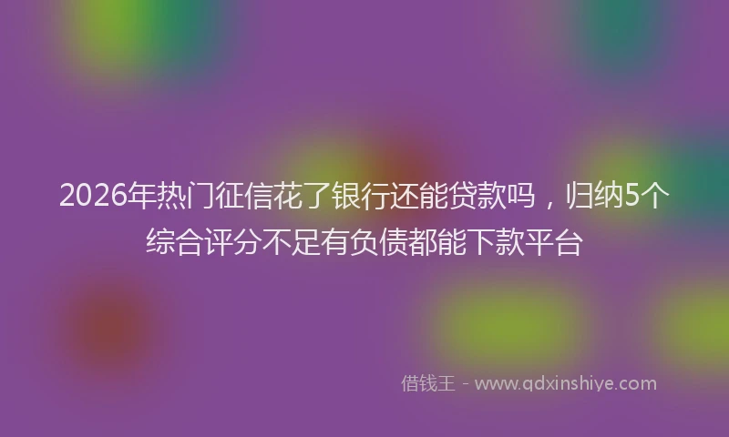 2026年热门征信花了银行还能贷款吗，归纳5个综合评分不足有负债都能下款平台
