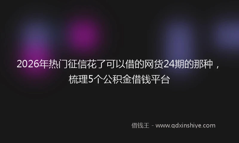 2026年热门征信花了可以借的网货24期的那种，梳理5个公积金借钱平台