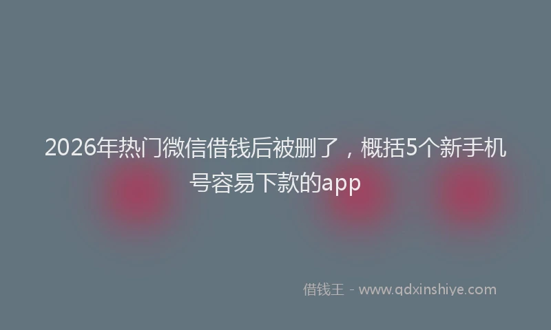 2026年热门微信借钱后被删了，概括5个新手机号容易下款的app