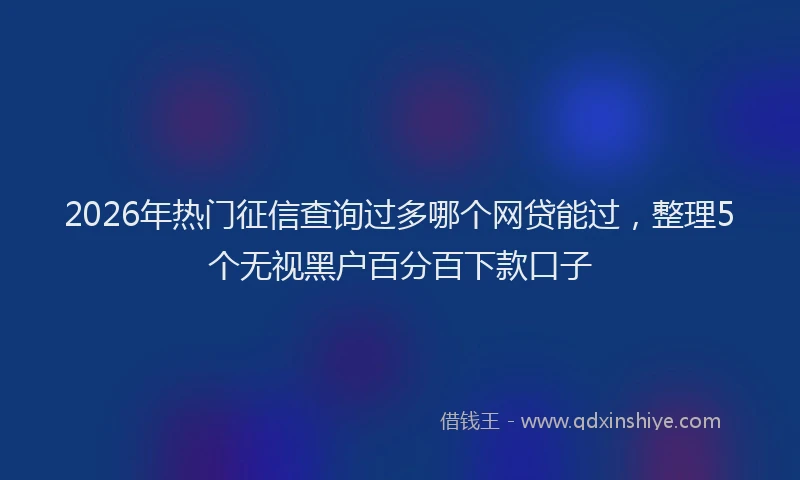 2026年热门征信查询过多哪个网贷能过，整理5个无视黑户百分百下款口子