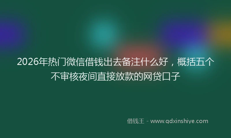 2026年热门微信借钱出去备注什么好,概括五个不审核夜间直接放款的网贷口子