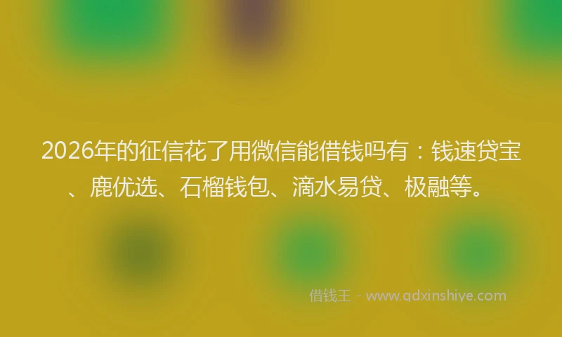 2026年的征信花了用微信能借钱吗有：钱速贷宝、鹿优选、石榴钱包、滴水易贷、极融等。