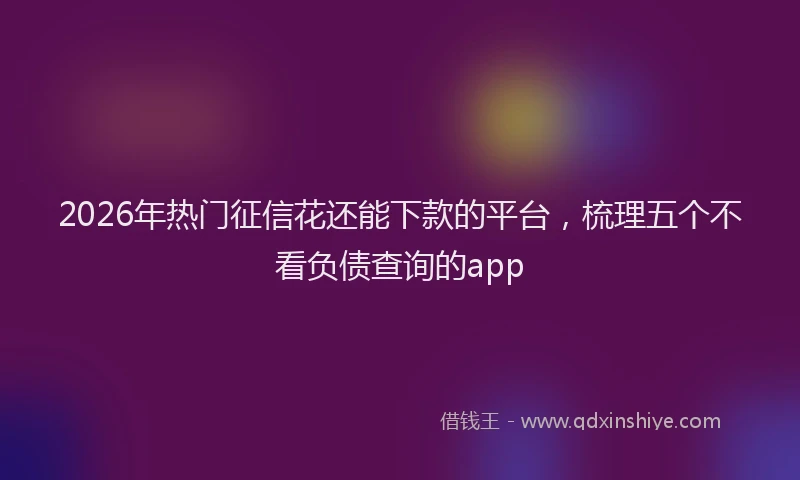 2026年热门征信花还能下款的平台，梳理五个不看负债查询的app