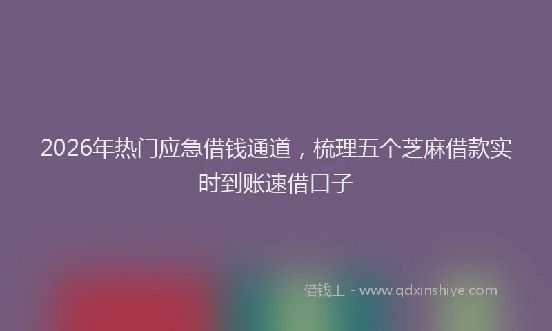 2026年热门应急借钱通道，梳理五个芝麻借款实时到账速借口子