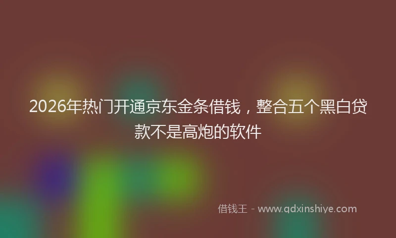 2026年热门开通京东金条借钱，整合五个黑白贷款不是高炮的软件