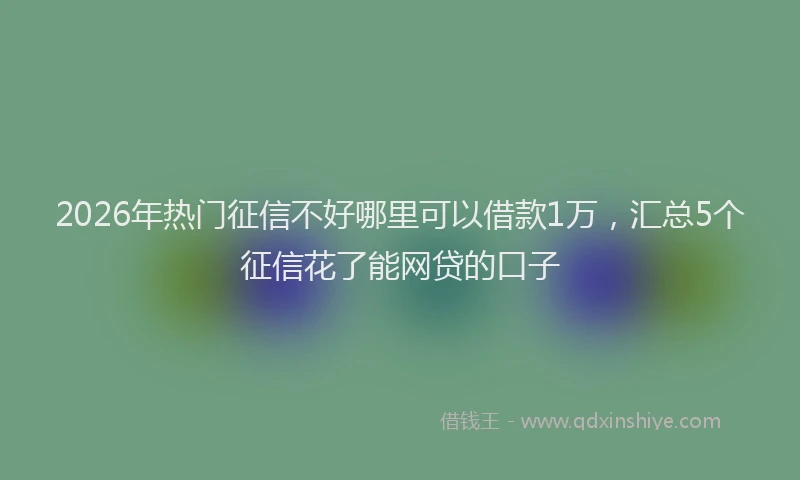 2026年热门征信不好哪里可以借款1万，汇总5个征信花了能网贷的口子