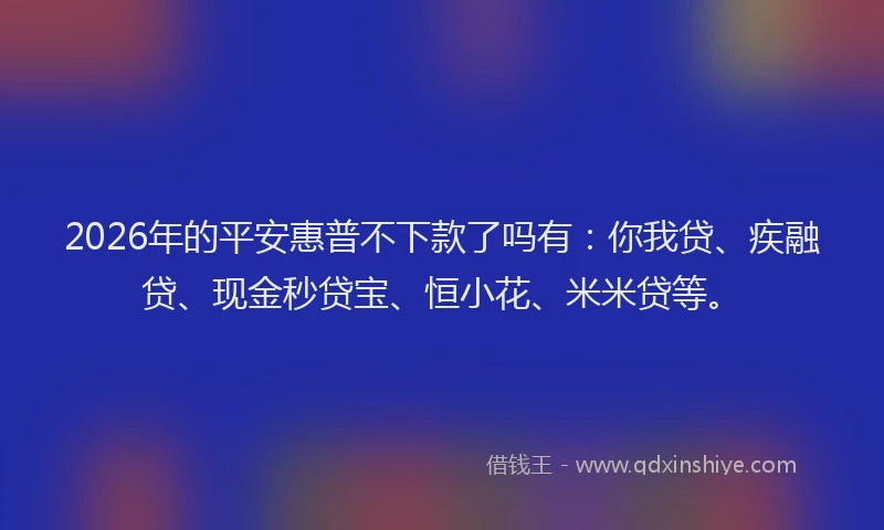 2026年的平安惠普不下款了吗有：你我贷、疾融贷、现金秒贷宝、恒小花、米米贷等。