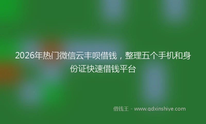 2026年热门微信云丰呗借钱，整理五个手机和身份证快速借钱平台