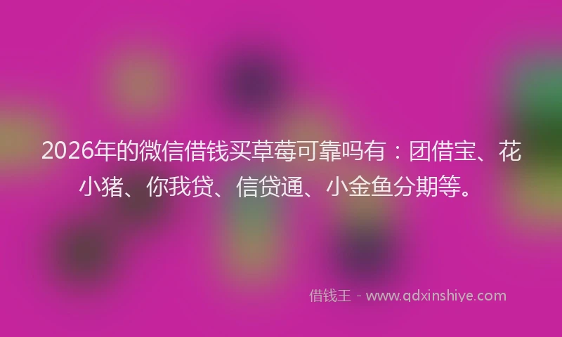 2026年的微信借钱买草莓可靠吗有：团借宝、花小猪、你我贷、信贷通、小金鱼分期等。