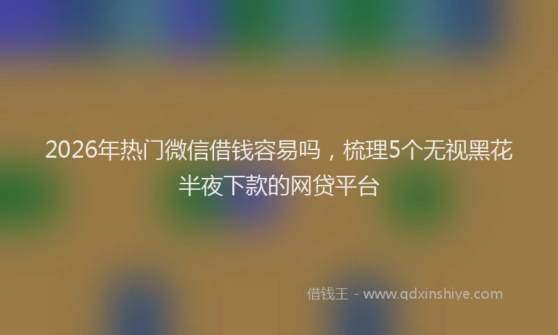 2026年热门微信借钱容易吗，梳理5个无视黑花半夜下款的网贷平台