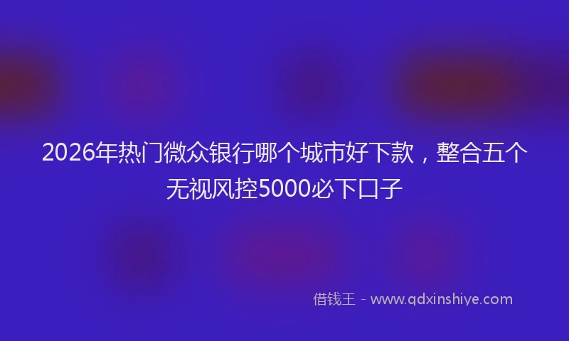 2026年热门微众银行哪个城市好下款，整合五个无视风控5000必下口子