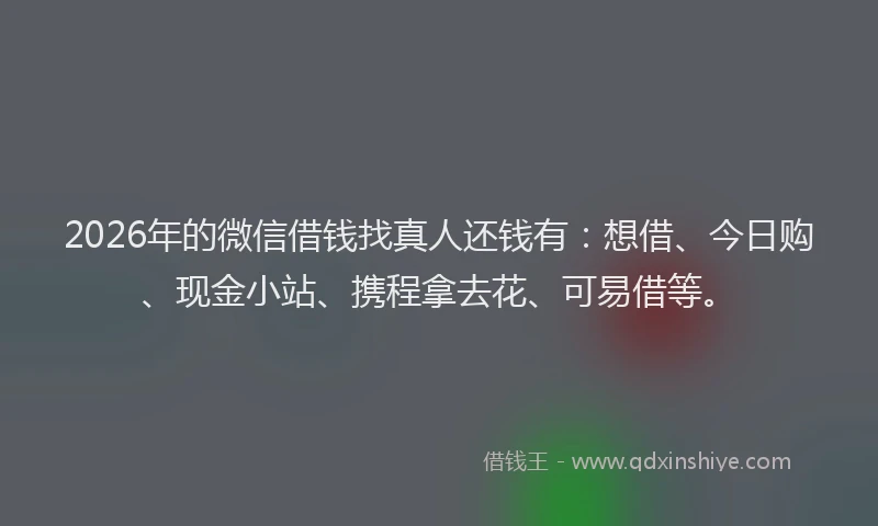 2026年的微信借钱找真人还钱有:想借、今日购、现金小站、携程拿去花、可易借等。