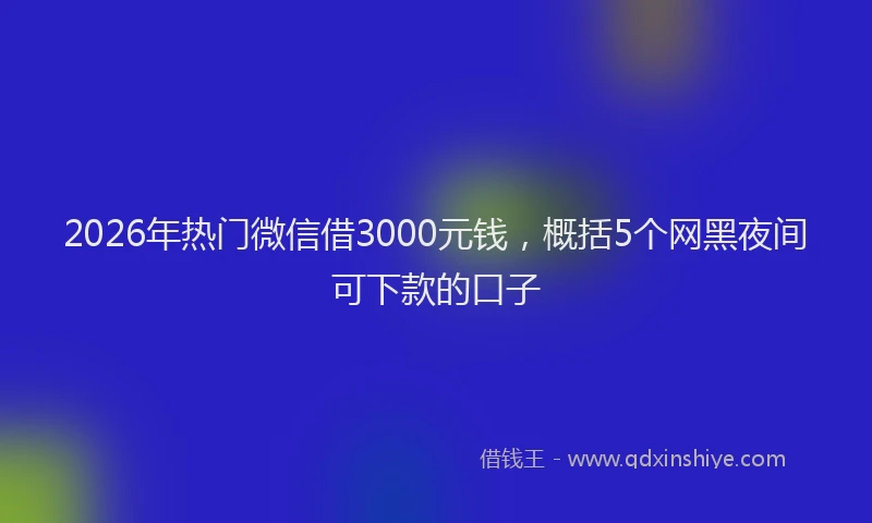 2026年热门微信借3000元钱，概括5个网黑夜间可下款的口子