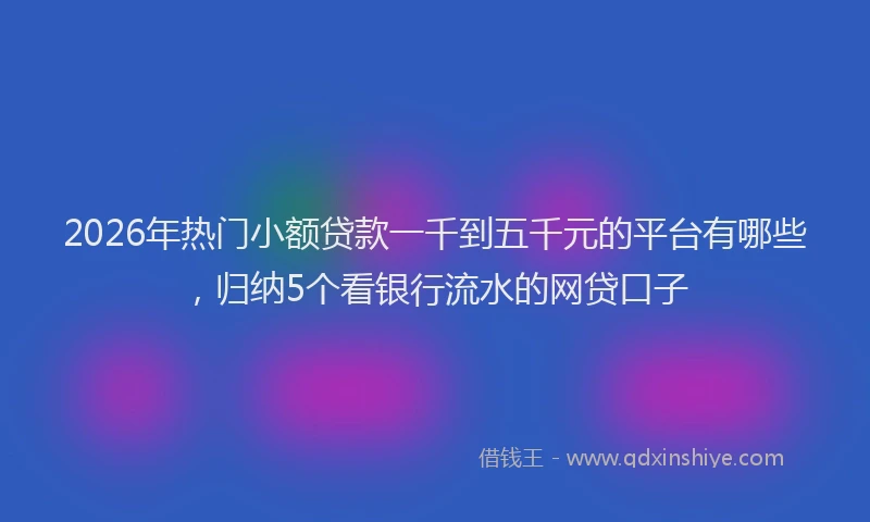 2026年热门小额贷款一千到五千元的平台有哪些，归纳5个看银行流水的网贷口子