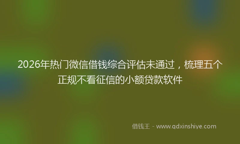 2026年热门微信借钱综合评估未通过，梳理五个正规不看征信的小额贷款软件