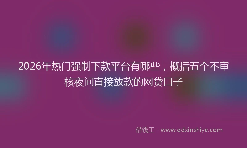 2026年热门强制下款平台有哪些，概括五个不审核夜间直接放款的网贷口子