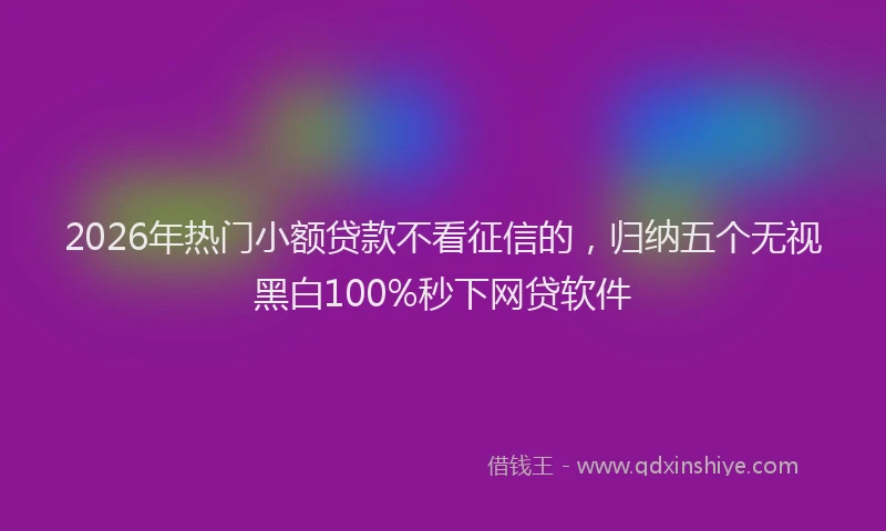 2026年热门小额贷款不看征信的，归纳五个无视黑白100%秒下网贷软件