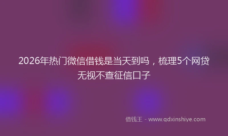 2026年热门微信借钱是当天到吗，梳理5个网贷无视不查征信口子
